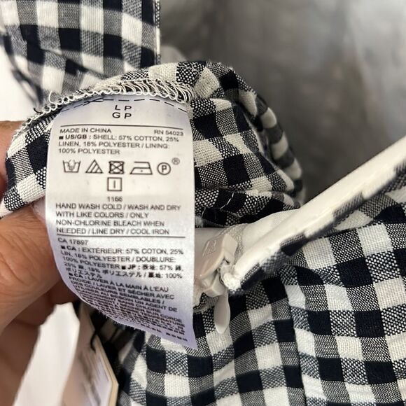 Banana republic women’s petite large black & white checked Wide leg Romper NWT - Picture 14 of 14